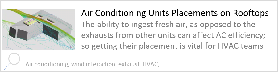 Air Conditioning Units Placements on Rooftops The ability to ingest fresh air, as opposed to the exhausts from other units can affect AC efficiency; so getting their placement is vital for HVAC teams. Air conditioning, wind interaction, exhaust, HVAC.