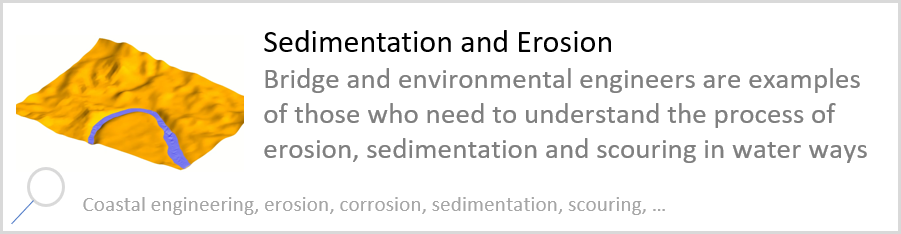 Sedimentation and Erosion Bridge and environmental engineers are examples of those who need to understand the process of erosion, sedimentation and scouring in water ways